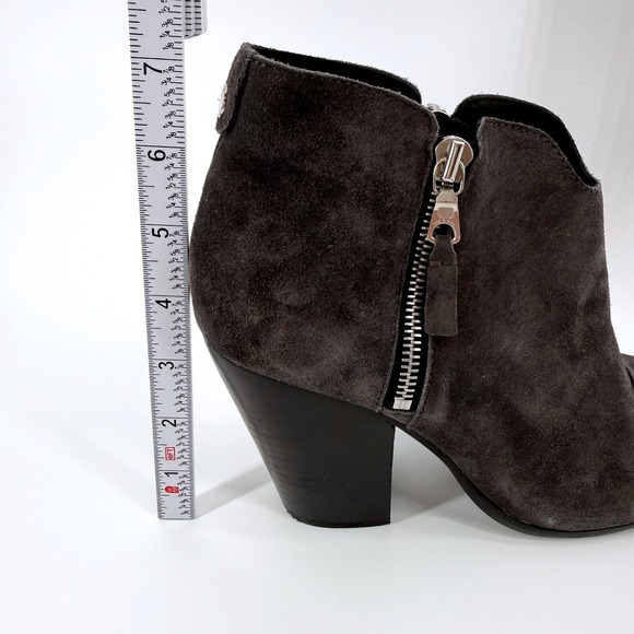Rag & Bone Bootie Margot Suede Ankle Boots Double Zipper Block Heel Womens 38.5‎ - Picture 13 of 14
